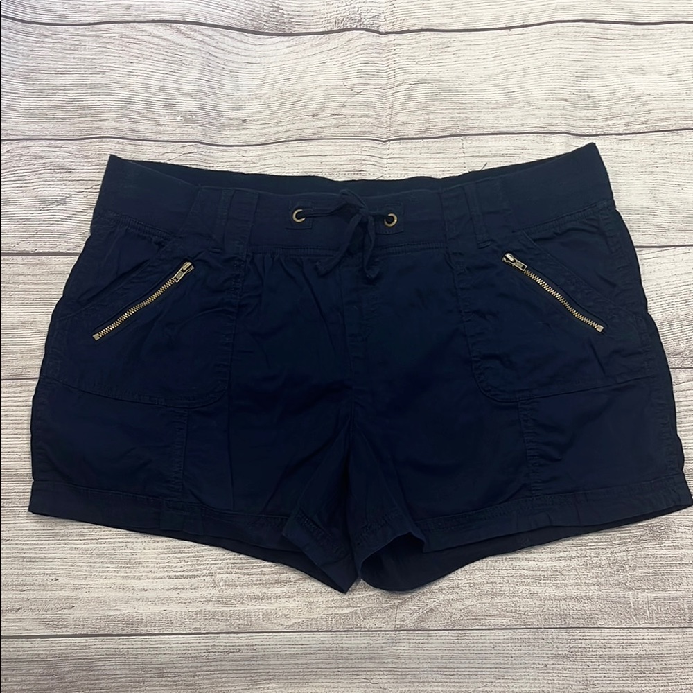 Maurices Women's Navy Blue Cargo Shorts with Elastic Waistband | Size L